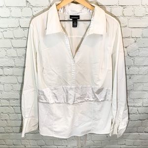 26/28 (4X) Lane Bryant White Blouse w/ tie back